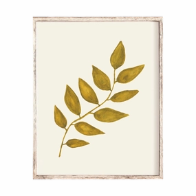 11x14 Art Print - Vintage Pea Green Watercolor Branch framed wall decor