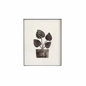 11x14 Ink Plant Art Print - Black & Cream framed wall decor