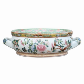 12" Porcelain Rose Canton Mini Footbath Bowl home display ornament