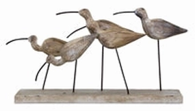 13"x7" Birds on Base - Wood/Metal interior room decor