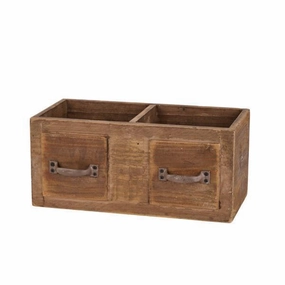 14.75" Wood Divided Double Drawer w/Handle interior room decor