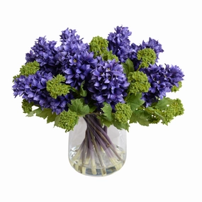 14" Faux Hyacinth & Viburnum Arrangement home display ornament