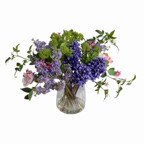 14" Faux Mixed Arrangement in Glass home display ornament