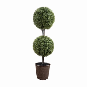 15" Faux Boxwood Full Double Ball Topiary home display ornament