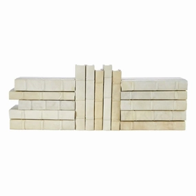 15 Volume Vellum Bound Neutral Decorative Book Set home display ornament