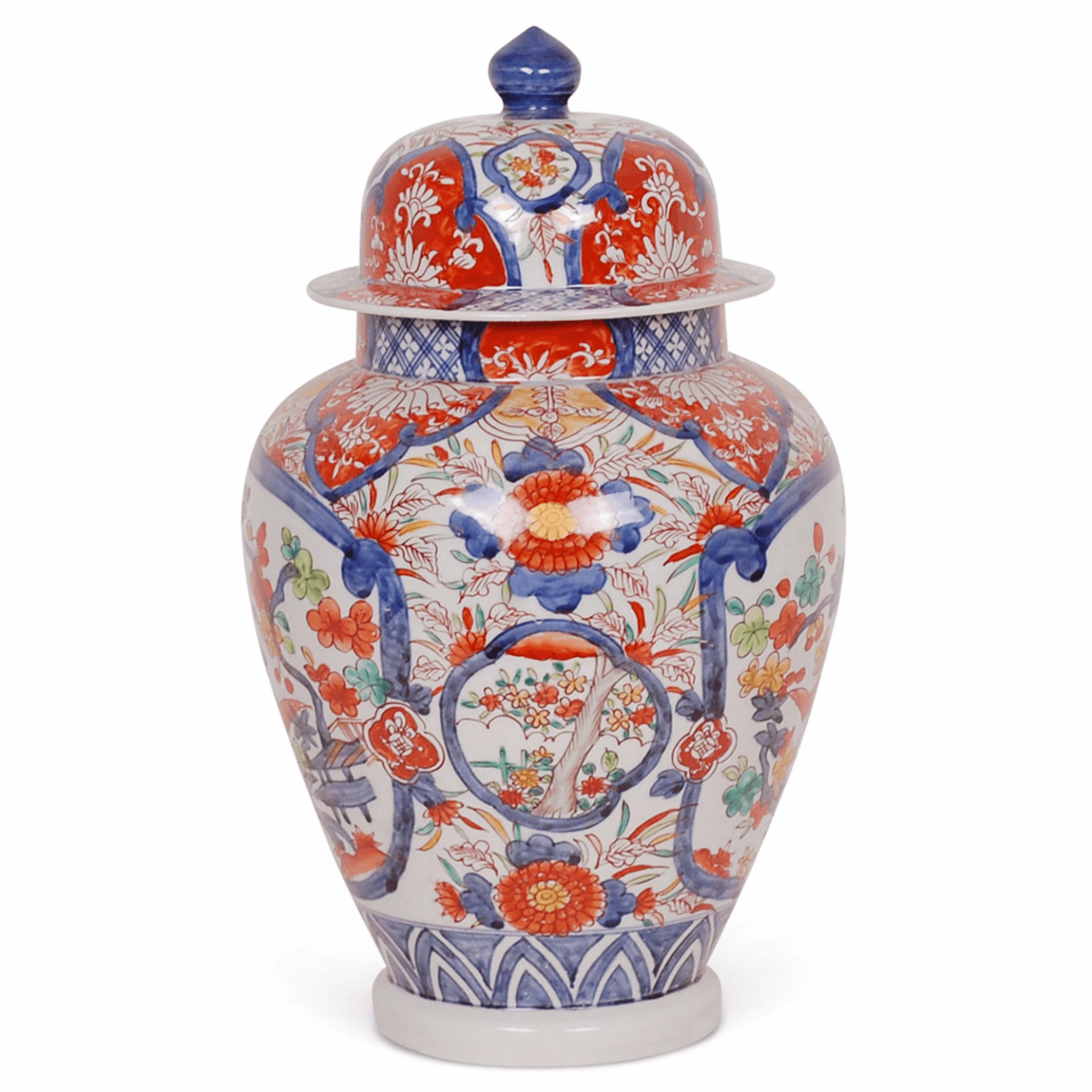 17" Porcelain Imari Design Lidded Jar