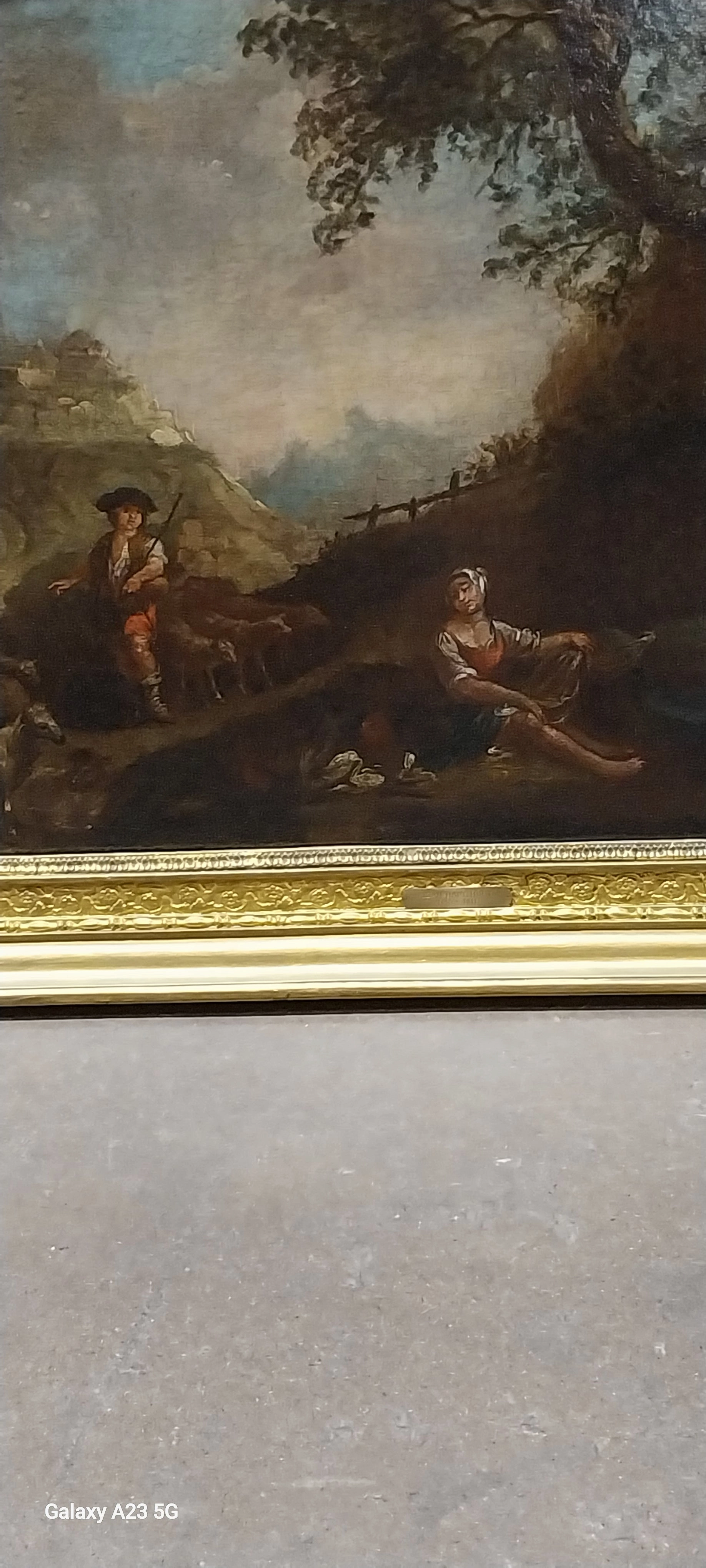 18TH CENTURY JEAN BAPTIST HUET OIL SHEPHERD PAINTING
