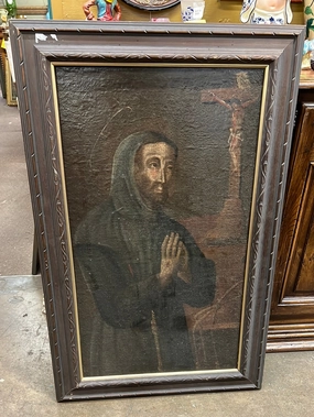 18TH CENTURY SANTOS PAINTING -SAINT FRANCIS OF ASISSI classic mural painting