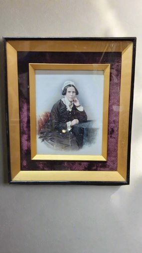 19TH CENTURY LADY PORTRAIT PAINTING ON PORCELAIN SIGNED MOFFET 1883 classic mural painting
