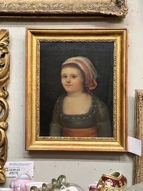 19TH CENTURY LITTLE GIRL OIL PAINTING ON CANVAS classic mural painting