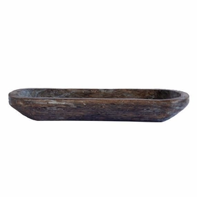 20.25"L x 7"W Paulownia Oval Tray Antique Brown interior room decor