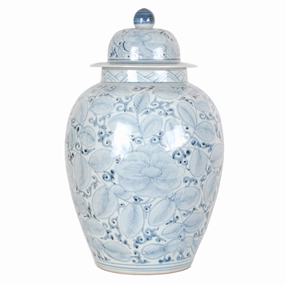 20 Washed Blue and White Floral Jar home display ornament