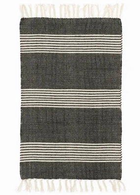 24 x 36 Black/Cream Stripped Rug modern fashion carpet