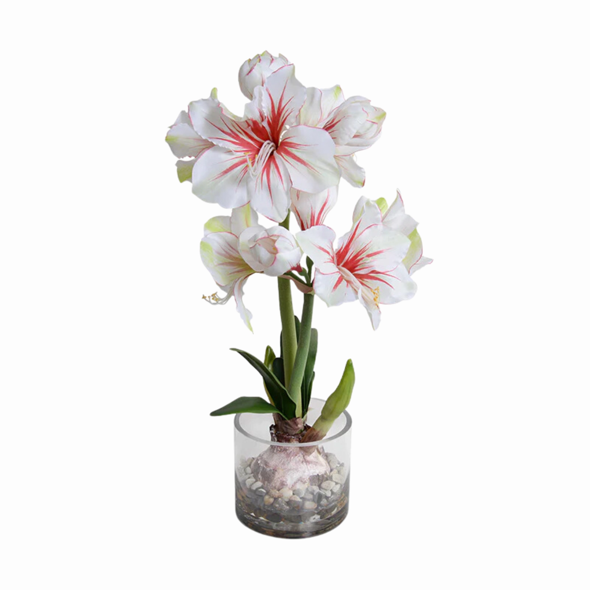 28" Faux Amaryllis in Glass home display ornament