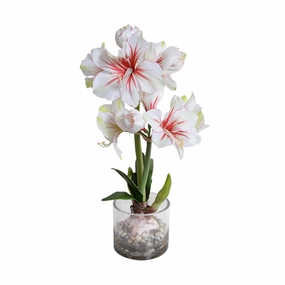 28" Faux Amaryllis in Glass home display ornament