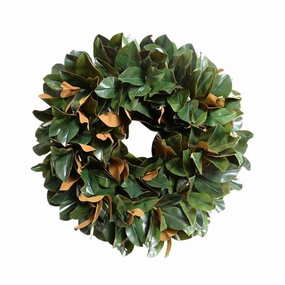28" Faux Magnolia Leaf Hand-Built Wreath home display ornament