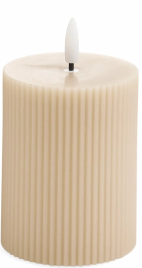 3x4 LED Pillar Candle Ribbed (Nude) interior room decor