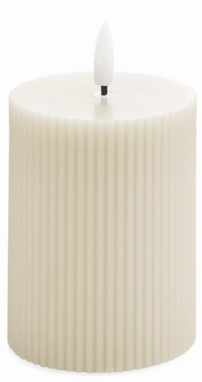 3X6 LED Pillar Candle Ribbed (Beige) interior room decor