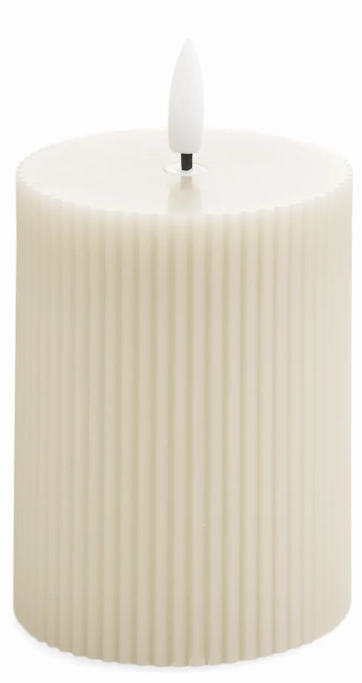 3X6 LED Pillar Candle Ribbed (Beige) interior room decor