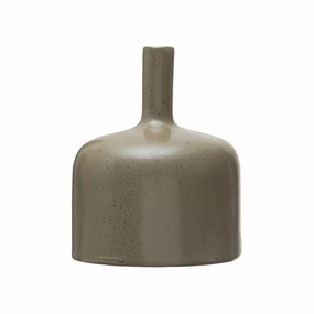 4" Round x 5"H Stoneware Vase, Reactive Glaze, Brown interior room decor