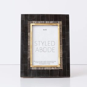 4x6 Black Horn Frame textured wall artwork