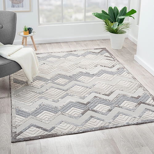 5'0" X 7'0"   Outdoor Rug Light Blue / Ivory