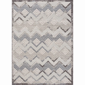 5'0" X 7'0"   Outdoor Rug Light Blue / Ivory modern fashion carpet