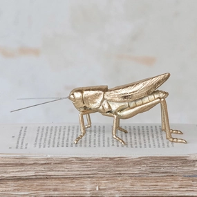 5-1/2"L x 1-3/4"W x 1-3/4"H Resin & Metal Grasshopper, Gold Finish interior room decor