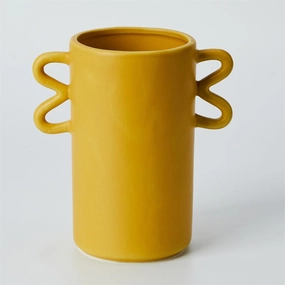 5.6" Cylinder Ceramic Vase (Mustard) interior room decor