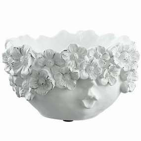 5" Garden Flower Lady Planter ( White ) interior room decor