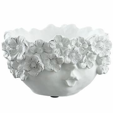 5" Garden Flower Lady Planter ( White ) interior room decor