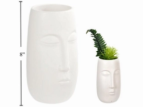 5"x8" Tall Face Vase - Matte White interior room decor
