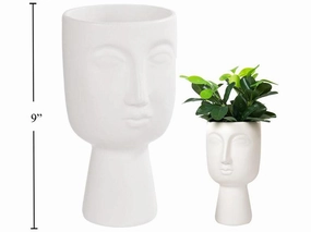 5"x9" Face Vase - Matte White interior room decor