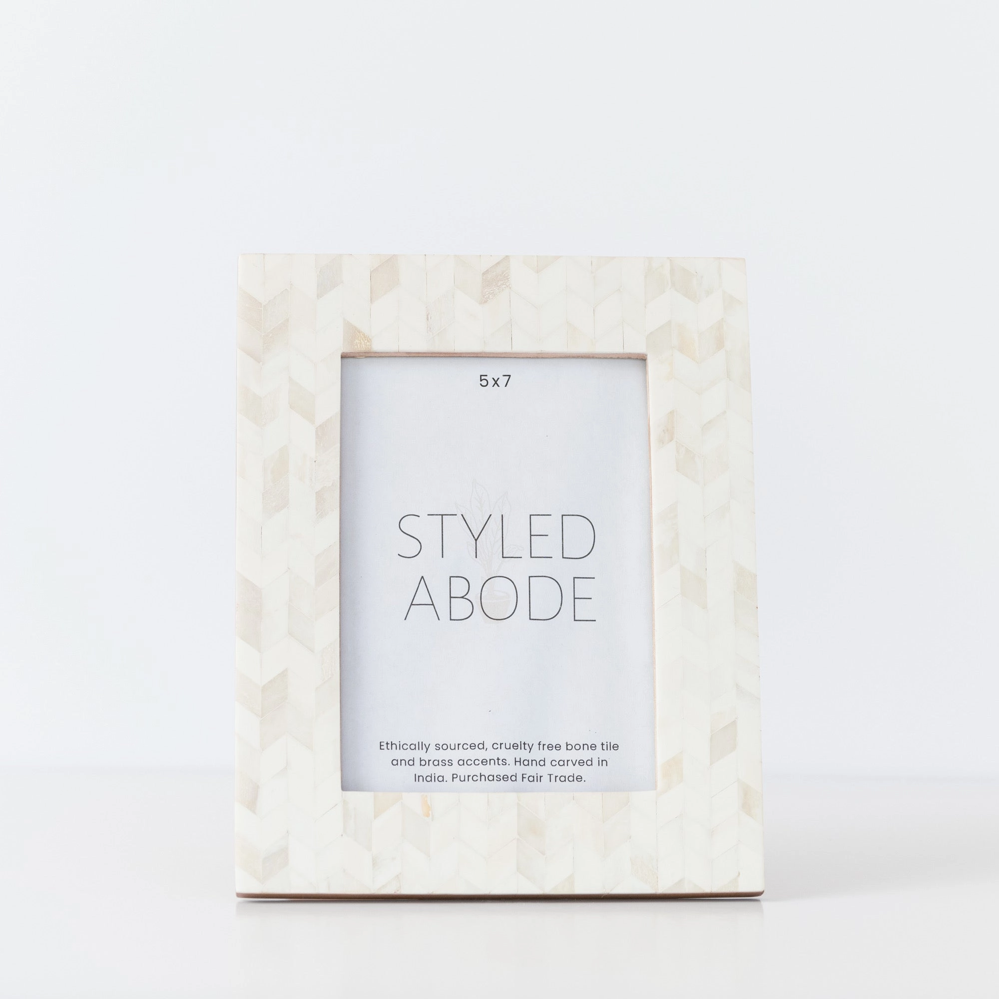 5x7 Herringbone Cream Frame textured wall artwork