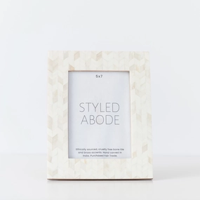 5x7 Herringbone Cream Frame textured wall artwork