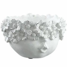 6.25" Garden Flower Lady Planter ( White ) interior room decor