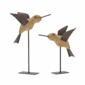 6.25"H Bird on Stake  Wood (Small ) interior room decor