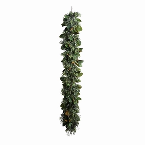 6' Boxwood and Magnolia Leaf Garland home display ornament
