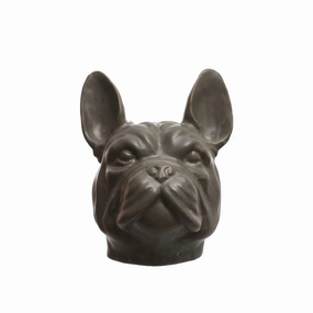 7.1 x 6.9  Stoneware French Bulldog Head Vase, Grey (Each One Will Vary) interior room decor