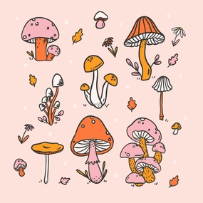 8"x8" Mushroom Fields Print framed wall decor