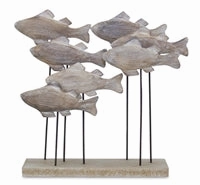 8"x9" Fish School - Wood/Metal interior room decor