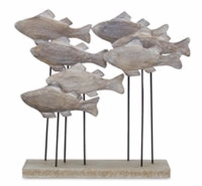 8"x9" Fish School - Wood/Metal interior room decor