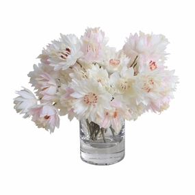 9" Faux Blush Pink Protea Flowers in Glass home display ornament