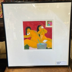 "BATHING BEAUTIES" PAINTING IN THE STYLE OF GAUGIN classic mural painting