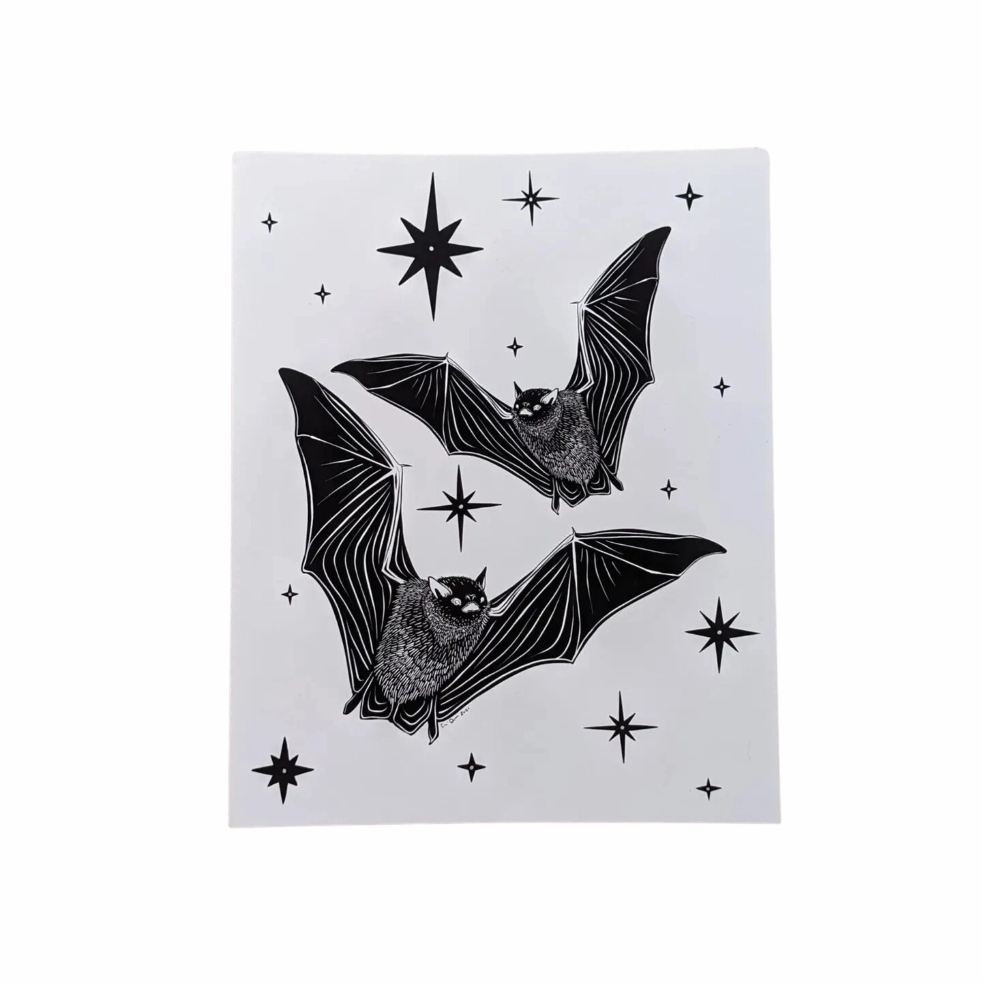 "Celestial Bats" Illustration Print framed wall decor
