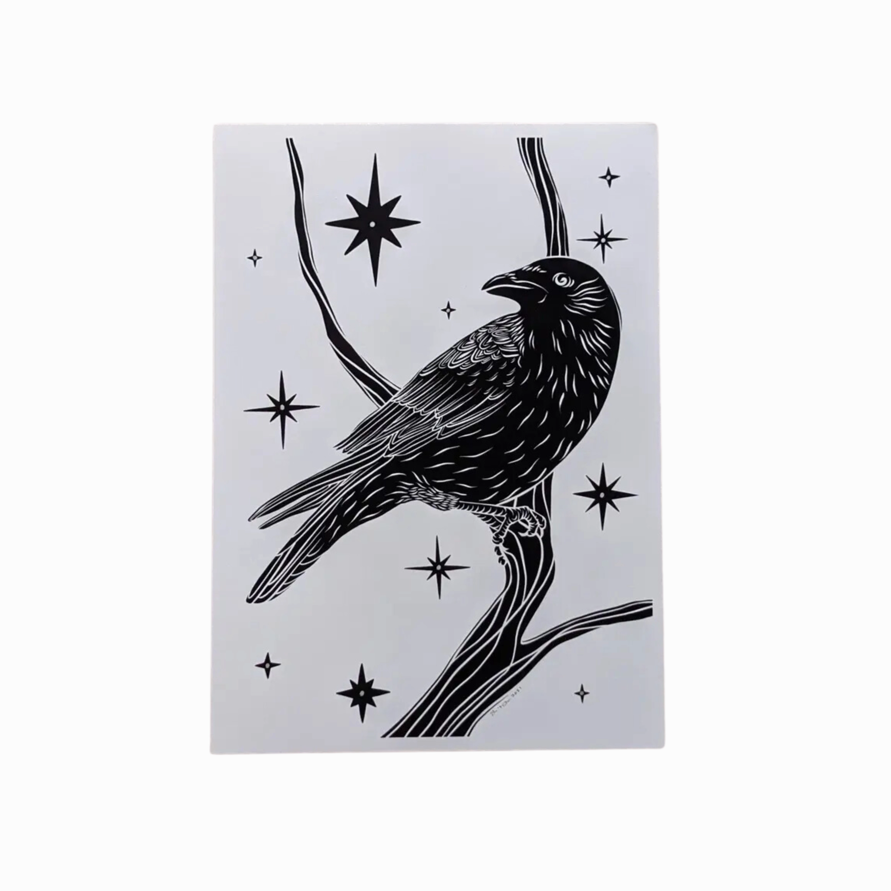 "Celestial Crow" Illustration Print framed wall decor