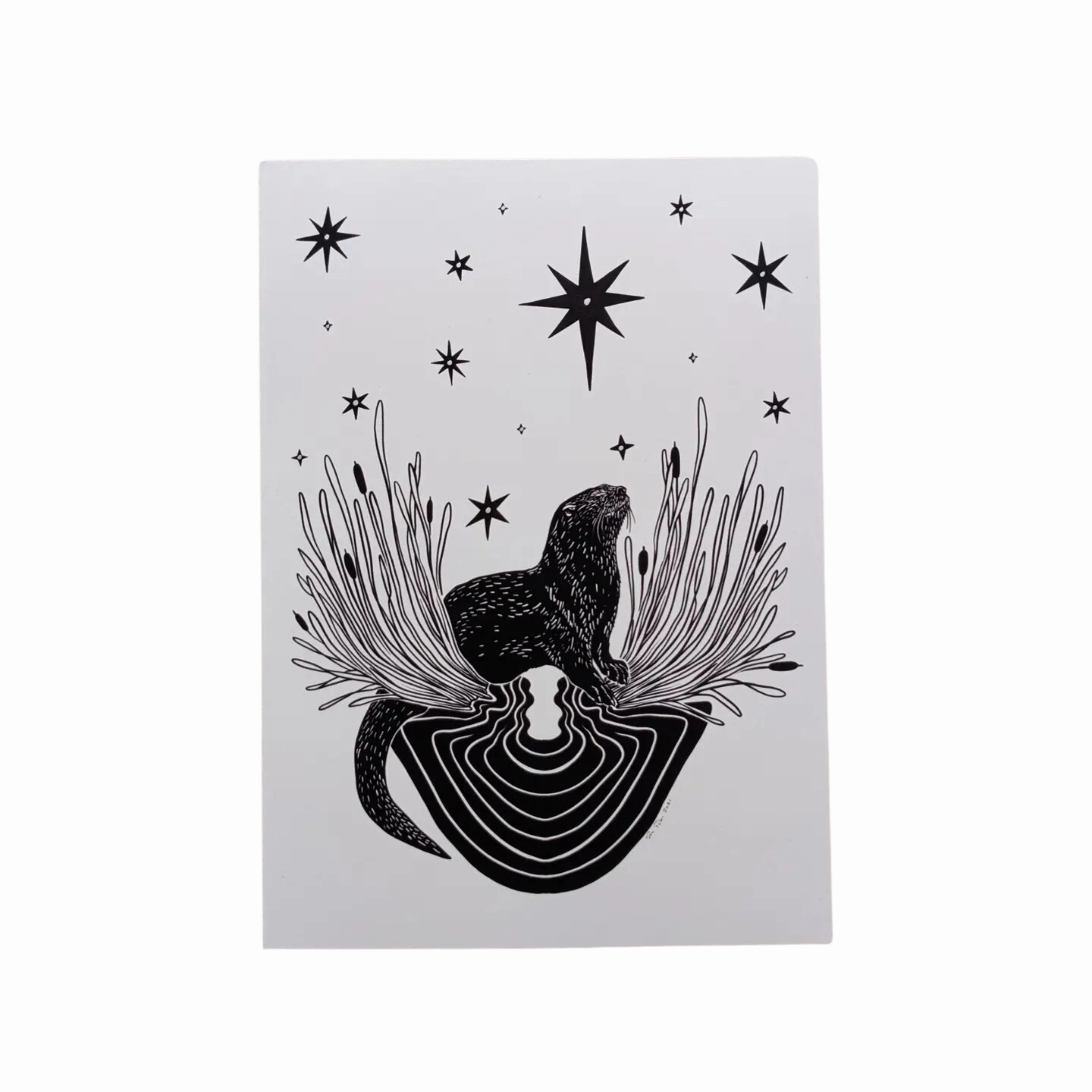 "Celestial Otter" Illustration Print framed wall decor