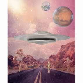 "Extraterrestrial Solitude" A Lost Alien Digital Collage framed wall decor