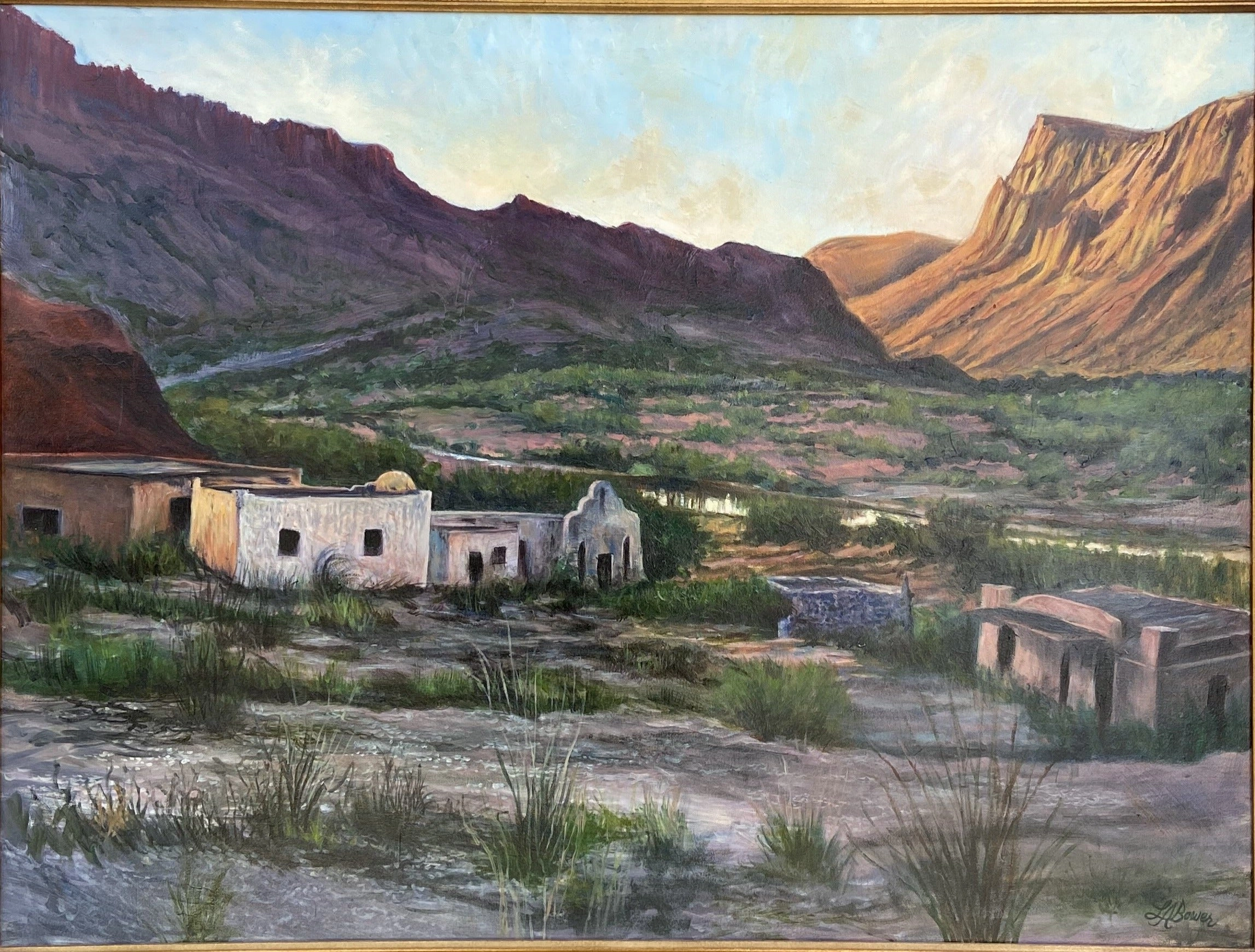 "GHOST TOWN ON THE RIO GRANDE" OIL PAINTING BY LOU ANN BOWER