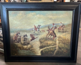 "THE WRANGLER" OIL PAINTING classic mural painting